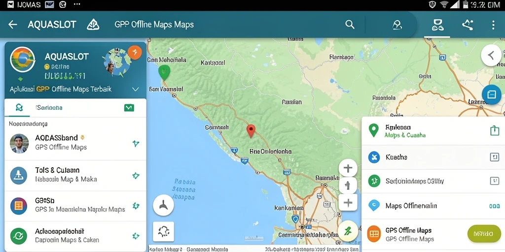 Tampilan antarmuka AQUASLOT untuk navigasi GPS Offline Maps yang intuitif.