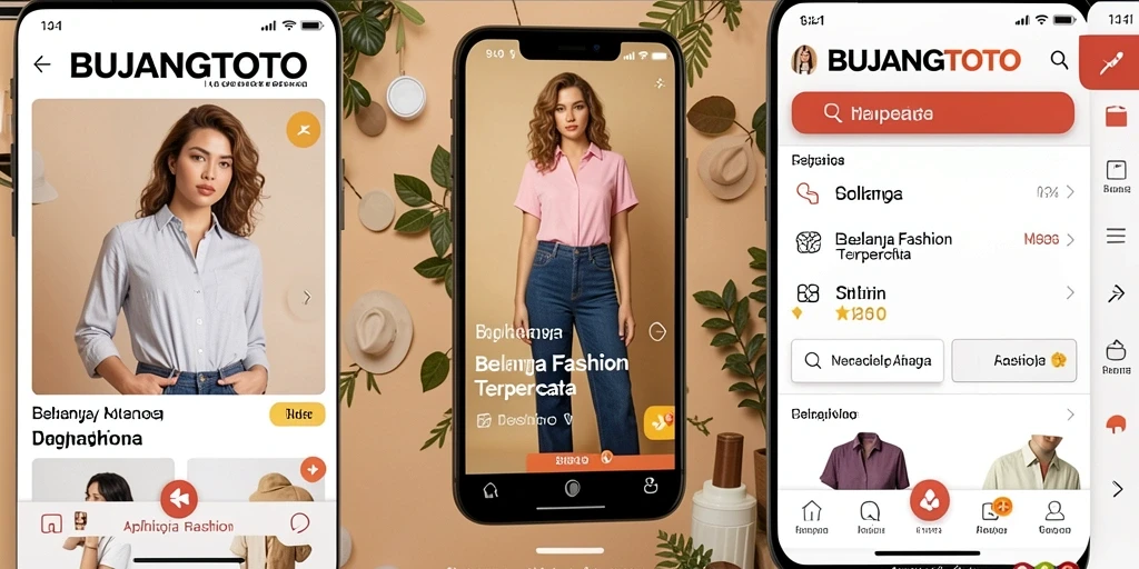 Antarmuka aplikasi BUJANGTOTO menampilkan beragam pilihan fashion modern.