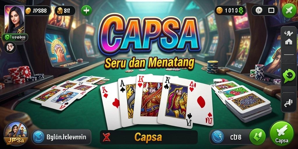 Tampilan antarmuka menarik dan ramah pengguna game Capsa.