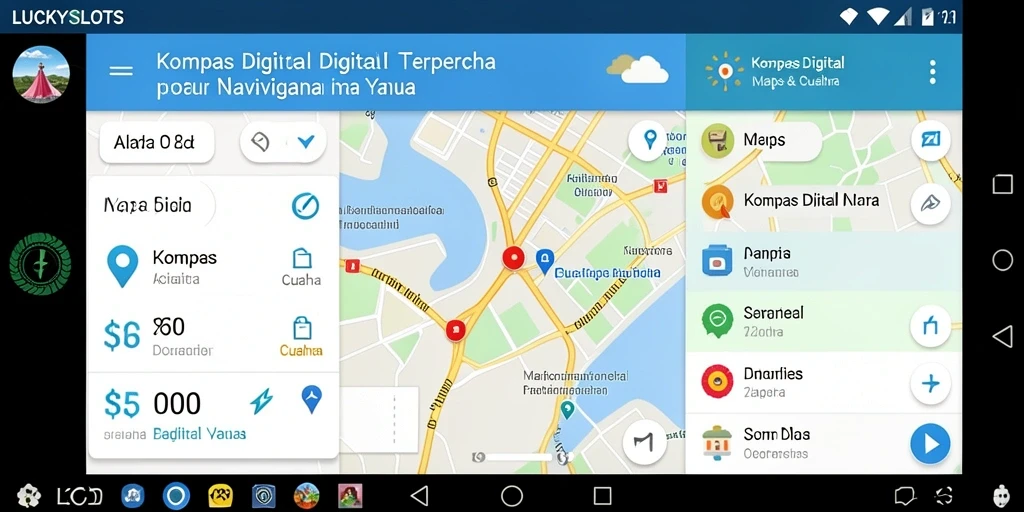 Antarmuka LUCKYSLOTS menampilkan fungsi kompas digital yang akurat dan informatif.