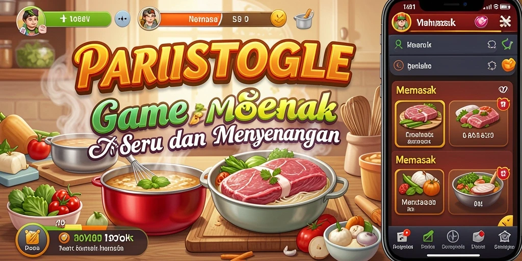 Antarmuka menarik dengan berbagai pilihan makanan untuk dimasak.