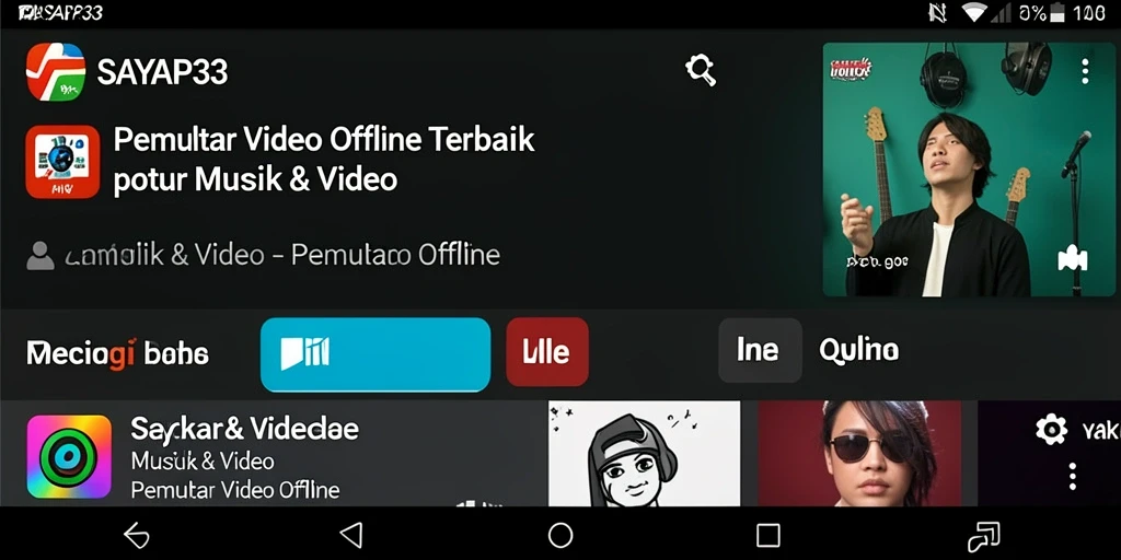 Antarmuka SAYAP33 yang sederhana dan intuitif untuk Pemutar Video Offline.