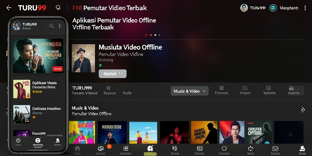 Antarmuka TURU99 yang sederhana dan fungsional untuk Pemutar Video Offline.